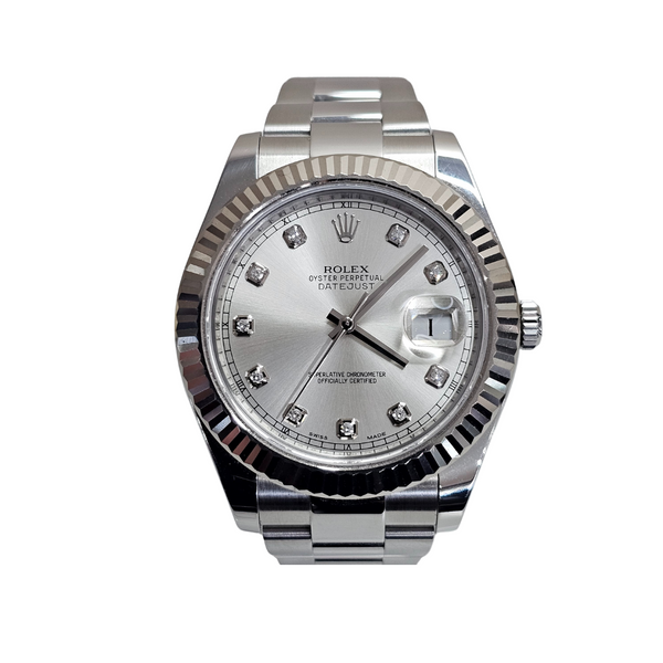 Datejust 41 Steel And Silver Diamond Dot Dial