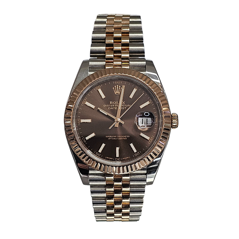 Datejust 41 Steel And Rose Chocolate Dial JPB Jewellery