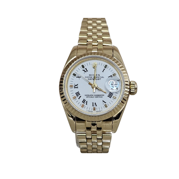 Datejust 26 Yellow Gold And White Roman Numeral Dial