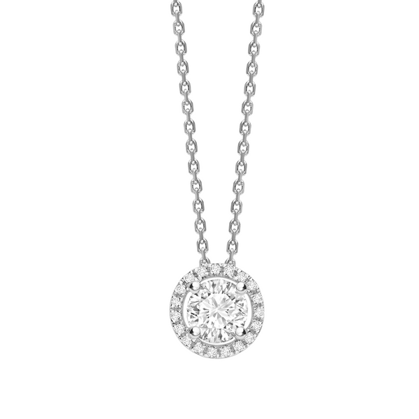 Petite Soleste Diamond Halo Necklace