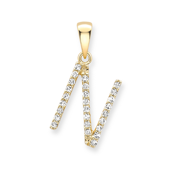 9ct Gold Diamond Initial Pendant