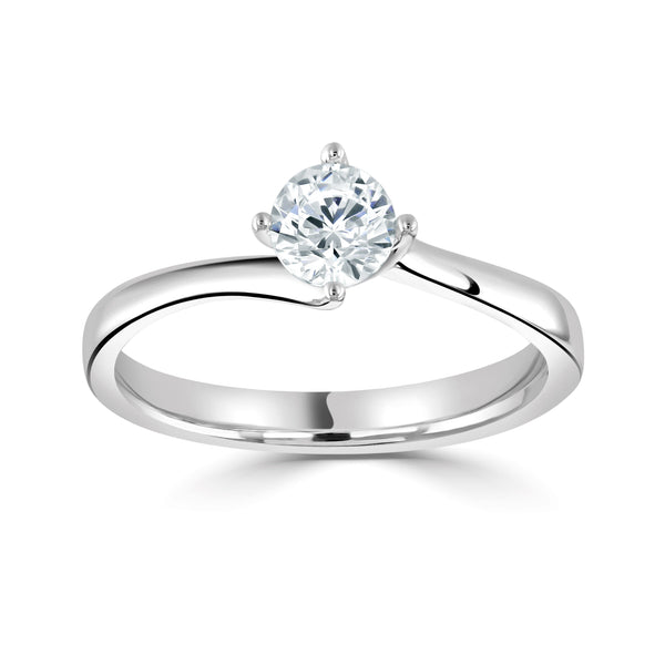Single Stone Brilliant Cut Diamond Twist Engagement Ring (0.33ct)