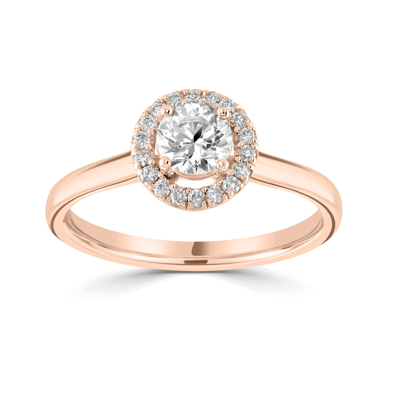 Single Stone Brilliant Cut Diamond Halo Engagement Ring (0.35ct)