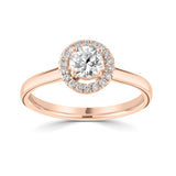 Single Stone Brilliant Cut Diamond Halo Engagement Ring (0.44ct)