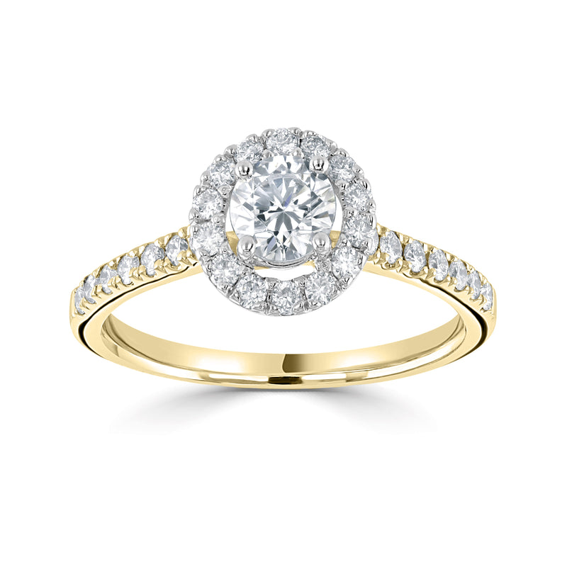 Single Stone Brilliant Cut Diamond Halo Engagement Ring (0.66ct)