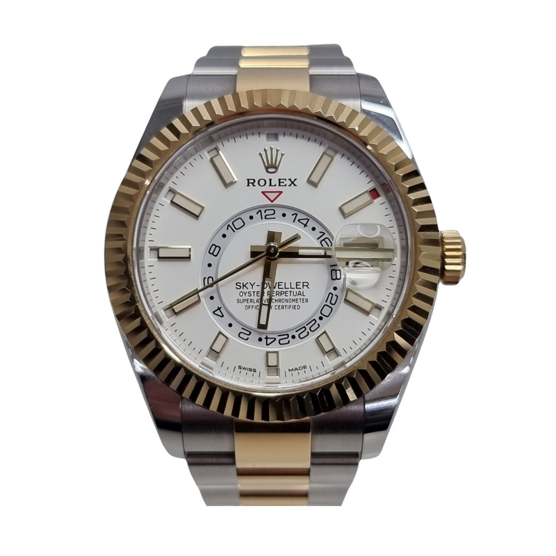 Sky Dweller 42 Yellow Gold And Steel White Dial
