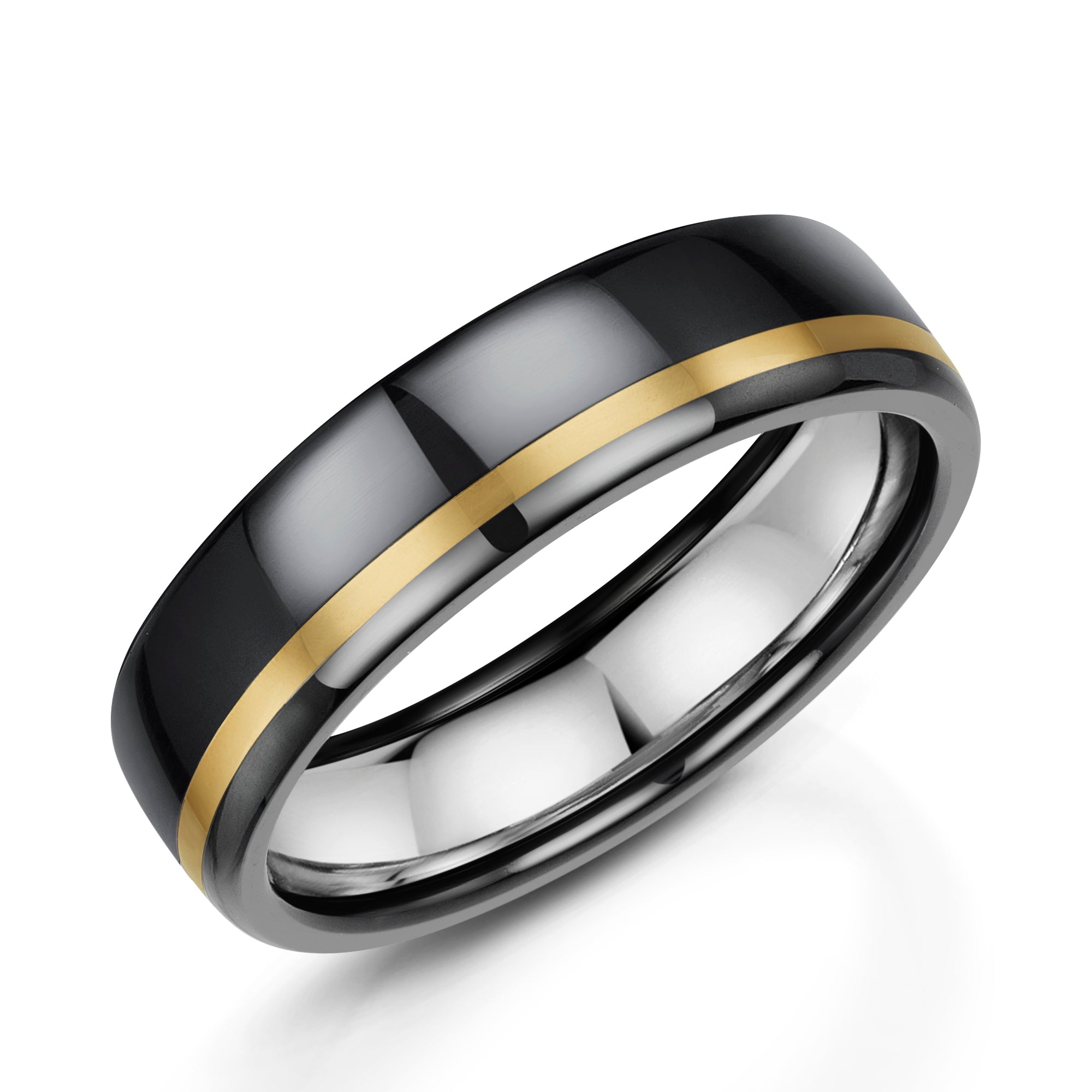 Zirconium & 9ct Yellow Gold 6mm Court Men's Ring – JPB Jewellery