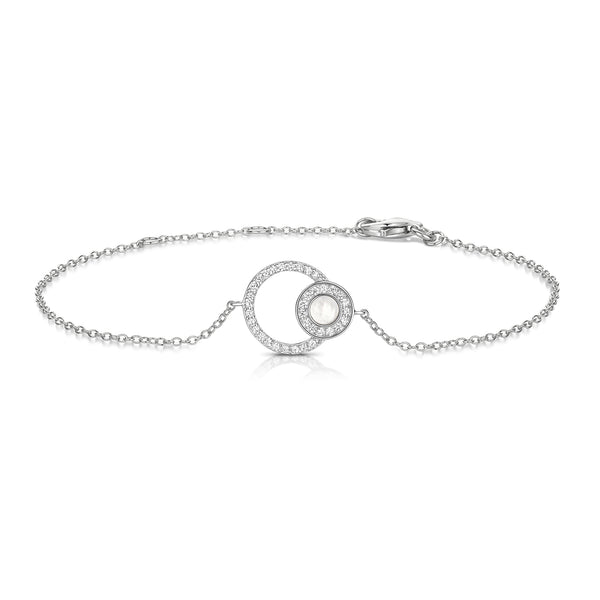 Mother Of Pearl Double Circle Cubic Zirconia Bracelet