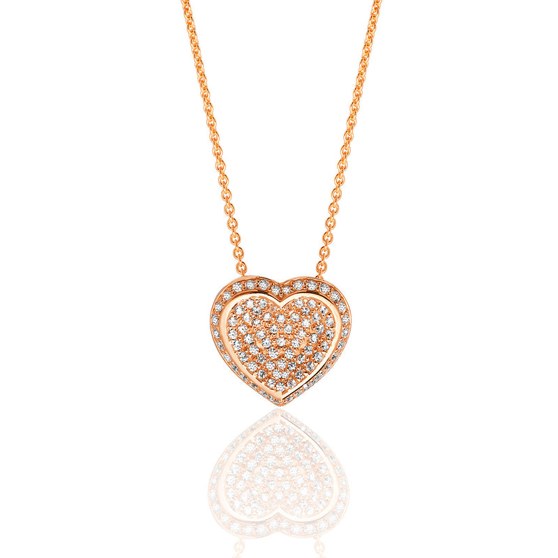 Pave Set Heart Cubic Zirconia Necklace